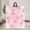 Cozy Candy Cane Christmas Blanket  Warm Comfortable Plush Throw Blanket For Bedroom Decorative Flannel Bedspread Bed Cover