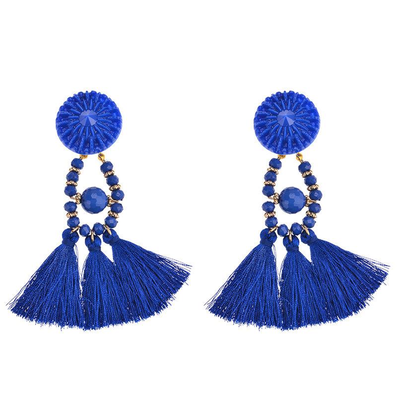 Punk Big Circle Hoop Long Tassel Earrings for Women Girls Steampunk Ear Clip Punk Style Earring Ear Ring