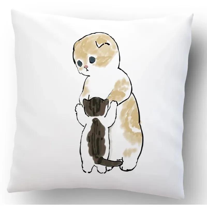 Cute Cat Pattern Pillowcase Living Room Office Home Pillowcase Car Ornaments