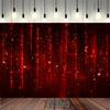 Sparkling Red Light Streak Tapestry, Dark Red Background with Vertical Glitter Lines and Stars, Glam Event Wall Art