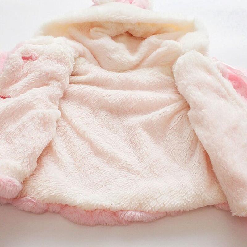 Baby Girls Winter Warm Coat Cute Rabbit Ears Hooded Cloak Jacket Thick Clothes