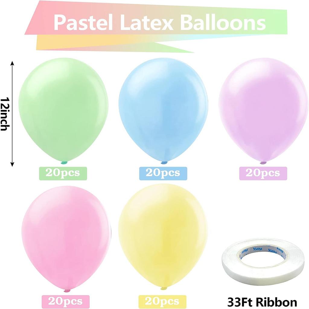 100PCS multi-color latex balloon set suitable for birthday parties, weddings, Valentine's Day party decoration
