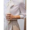 Autumn 2025 French Chic White Ribbon Bow Blouse for Women