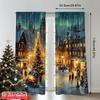 Set Of 2 Flat Printing Merry Christmas Popular Window Curtains Winter Village Versatile Fabric Without Electricity Spring Party Made Polyester