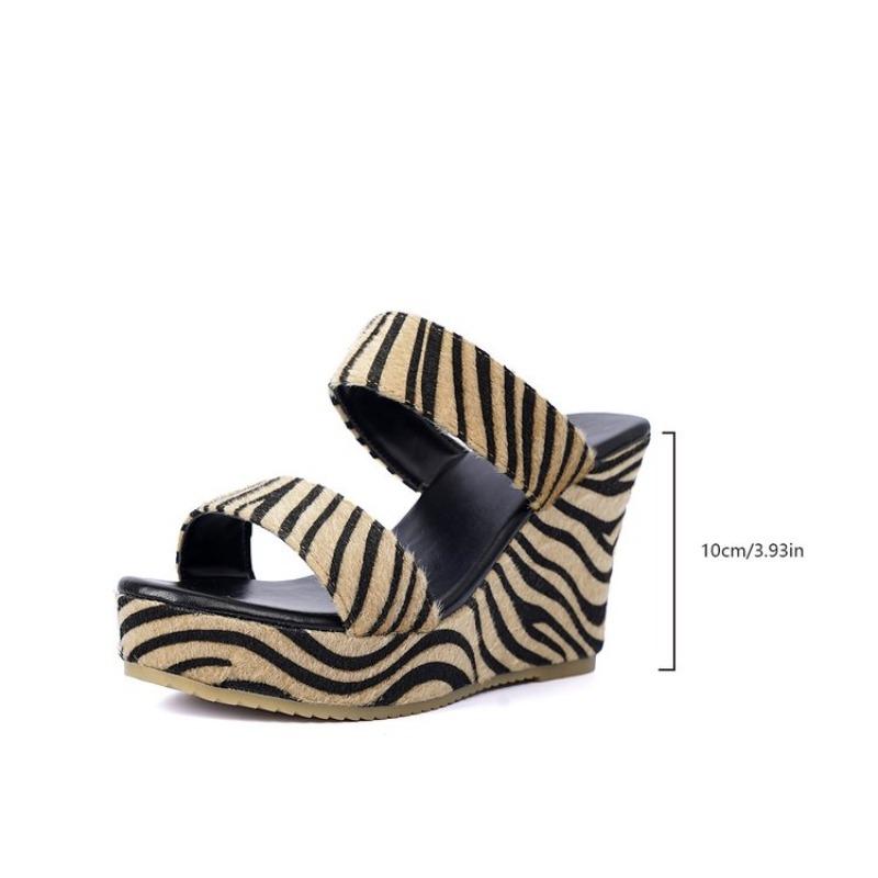 Fashion 2025   Woman's Summer Shoes Slippers Plus Size 34-43 Wedge Type Block High Heels Slides Sandals Women