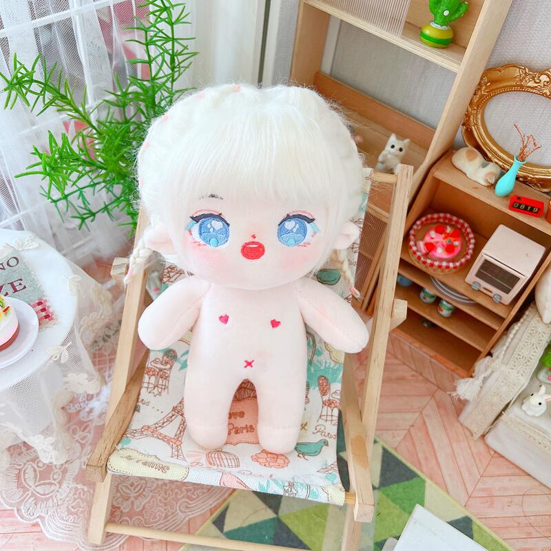 20cm Kawaii Plush Cotton Doll Idol Stuffed Super Star Figure Dolls No Attribute Curly Hair Crying Doll Can Change Clothes Gift