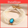 Palace Elegant Multi Layered Simulated Pearl Gemstone Necklace Neck Accessory For Women And Men