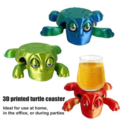 3D-gedruckte Schildkröten-Untersetzer, lustige zerkleinerte Untersetzer für Getränke, entzückende Schildkröten-Bechermatte, kreatives Party-Zubehör