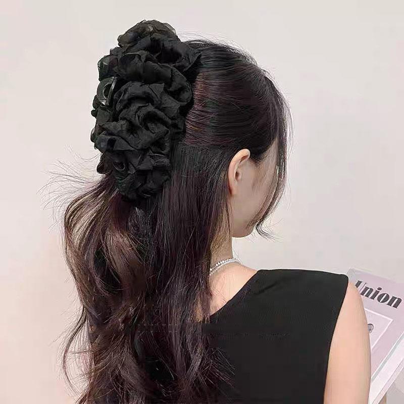 New Large Chiffon Bow Hair Claw Clip Elegant Large Size Fabric Ribbon Flower Hair Clip Jaw Clamps Accessories For Women Hairpins