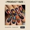 Halloween Press On Nail Medium Length Square Shape With Pumpkin Cobweb Design ABS Material For Party Costume Nail Art