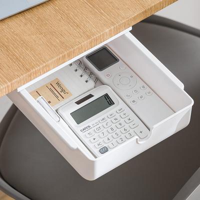 Homdolaser Slide Large Strong Easy Hidden Small Item Remote Adhesive Acrylonitrile Butadiene White Under-Desk Drawer, Space-Saving Tray, Capacity,
