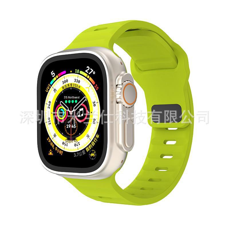 iWatch7 Diamond Buckle Horizontal Stripe S9 Silicone Strap for Apple Watch 8/Ultra