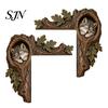 Chipmunk Shelf Sitter 2Pcs Tree Hollow and Animal Wooden Door Topper, Rustic Forest Style Decorative Country Decor for Windowsills Corner Decor,