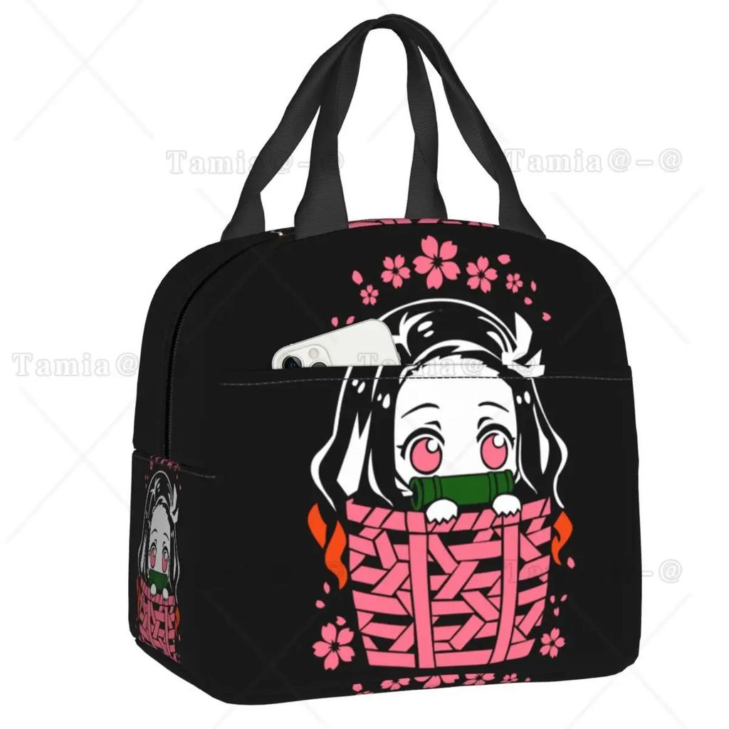 Nezuko Kamado Demon Slayer Termiczna Torba na Lunch Kimetsu no Yaiba Pojemnik na Lunch Wielokrotnego Użytku do Pracy Wielofunkcyjny Pojemnik na Jedzenie