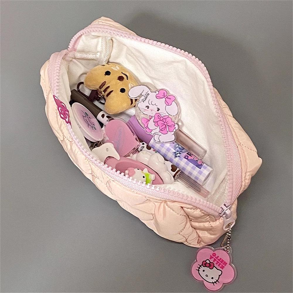 Pink Girly Heart Japanese Cat Zipper Pencil & Makeup Bag