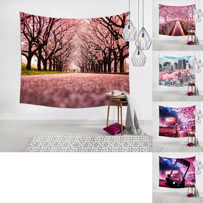 Cherry Blossom Colorful Hanging Cloth Room Decoration Painting Living Room Background Cloth Bedroom Tapestry Wall Cloth