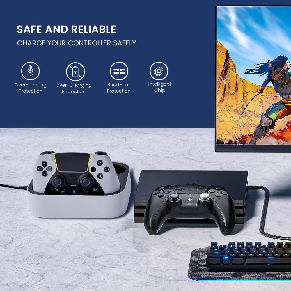 Dual Controller Charger for PlayStation 5 / PS5 DualSense / Edge Controller Charging Station Dock