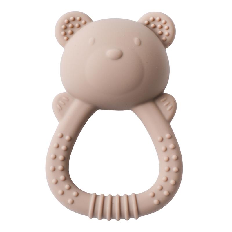 Silicone Teether For Babies Food-Grade Teething Toy Rattle 0-12 Months Baby Sensory Toy Bear Hand Bell Silicone Teething Toy