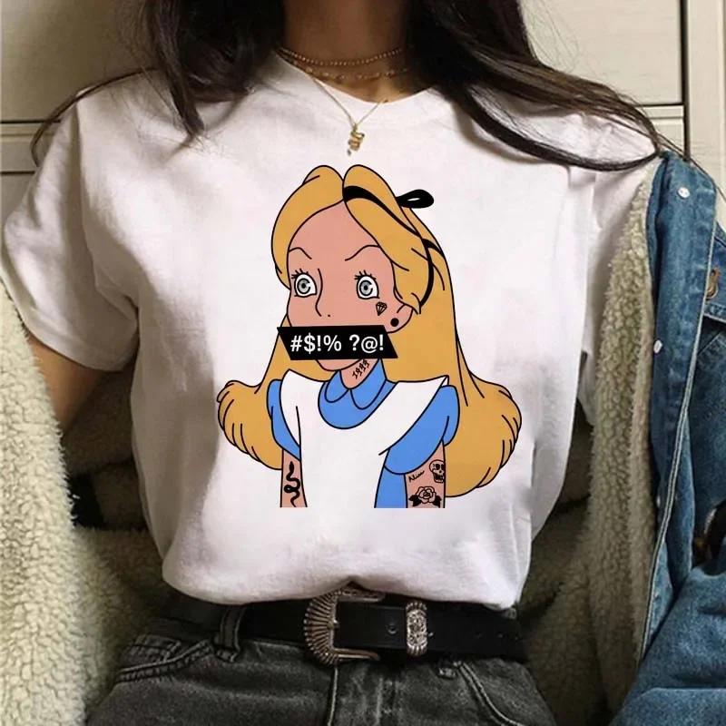 Punk Princess Printed Tshirt Cute Pattern Tee Mermaid Ariel Kawaii Girls TShirt Summer Womens Tops Harajuku T Shirt