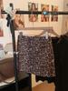 2024 European Leopard Print A-line Midi Skirt - High Waist, Slimming, Petite, Autumn Winter Style