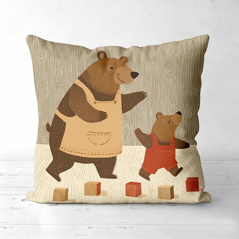 Cute Bear Patterned Throw Pillows for Home Decor Polyester pillowcase, sofa decorative cushion cov Headboard Pillow
