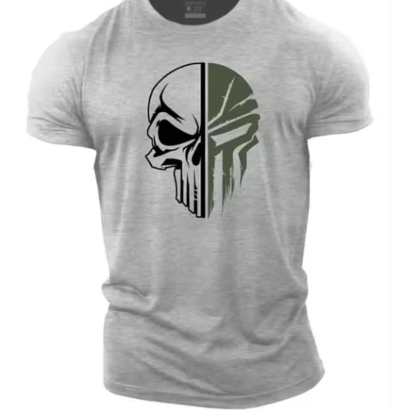 

Летняя новая модная мужская футболка с 3D-принтом и изображением черепа в стиле милитари, спортивная одежда с коротким рукавом для фитнеса, мужская футболка 3XL