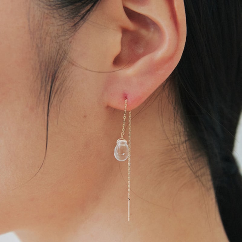 OR D`OR 14K Water Drop White Quartz Drop Earrings