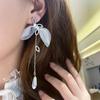 Super Fairy Gauze Flower Diamond Earrings Female New Online Celebrity Ear Jewelry Temperament Long Crystal Tassel Earrings.