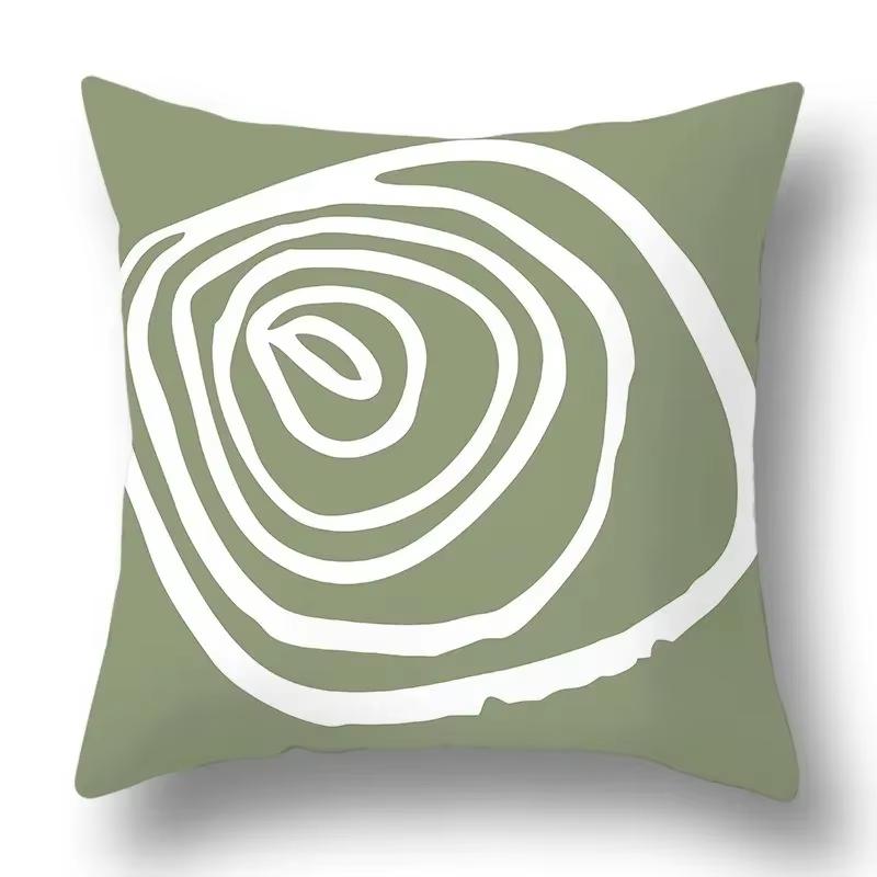 Green Plant Flower Abstract Single-Sided Print Pillowcase – Car, Sofa, Bedroom & Bedside Decorative Cushion Cover