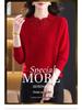 Year of the Rat Women's Thick Cashmere Sweater - Half-High Collar, Chinese Style, Plus Size, Red Winter Base Layer.