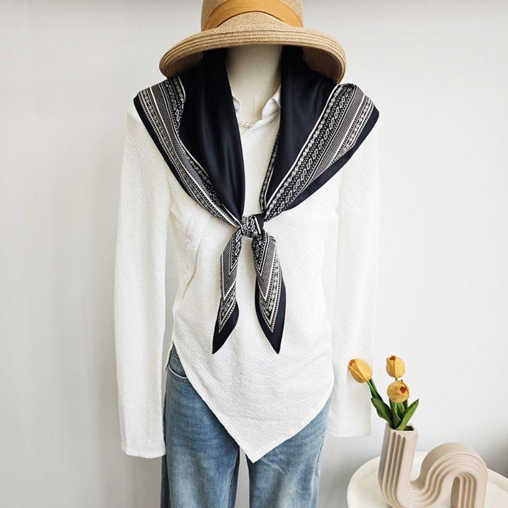 Women's Elegant Sun Protection Triangle Scarf Multiway Wrap Thin Silk Scarf Silk Like Twill Shawl
