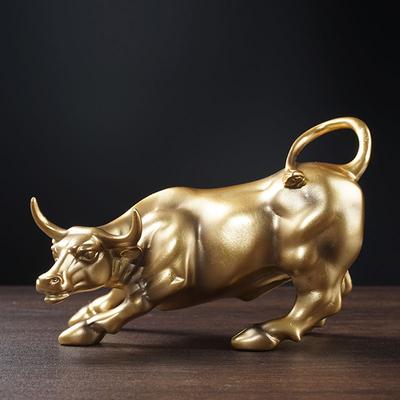 Vilead Pryskyřice Zlato Wall Street Bull OX Socha Ornament Kancelářský stůl Dekorativní Obývací pokoj Interiér Bytové dekorace Příslušenství