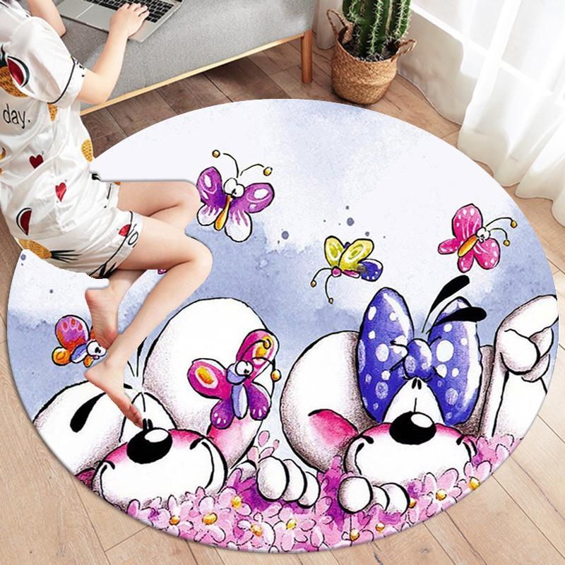 Diddl Round Area Rug,Carpet Rug for Living Room Bedroom Sofa Playroom Decor,Non-slip Floor Mat