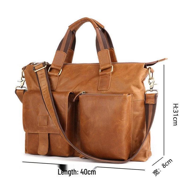

Li Shen Men s Large Capacity Leather Briefcase & Crossbody Laptop Bag