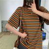 American Retro Striped Short-sleeved T-shirts Women's Preppy Style Summer Casual Loose Casual Versatile and Thin T Shirt Y2k Tops