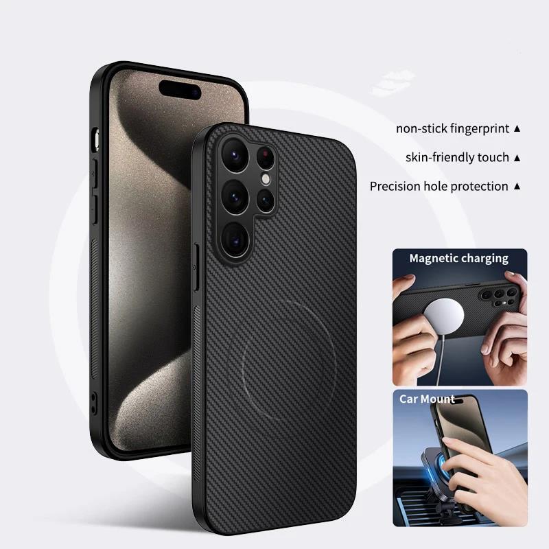Magnetic Wireless Charging Case For Samsung Galaxy S20 S21 FE S22 S23 Plus S24 Ultra S25 Edge Soft Silicone Cover Phone Cases