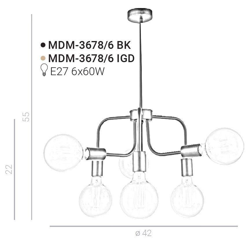Lampa wisząca Kristy MDM-3678/6 BK Italux