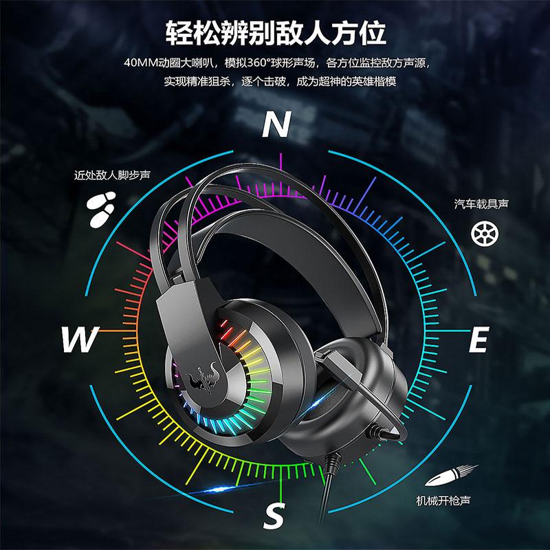 Orlange Computer Gaming Headset 3.5mm Round Hole Cable E-sports Chicken Listening Position Recognition 7.1 Universal