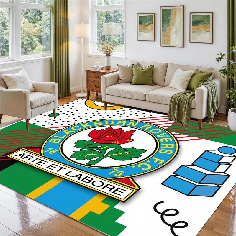 Blackburn Rovers Football Design Crystal Velvet Rug Soft Decorative Mat for Bedroom Entrance