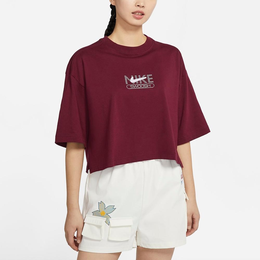 Nike Solid Color Loose Short Sleeve T-Shirt Women tops Red DR5625-638