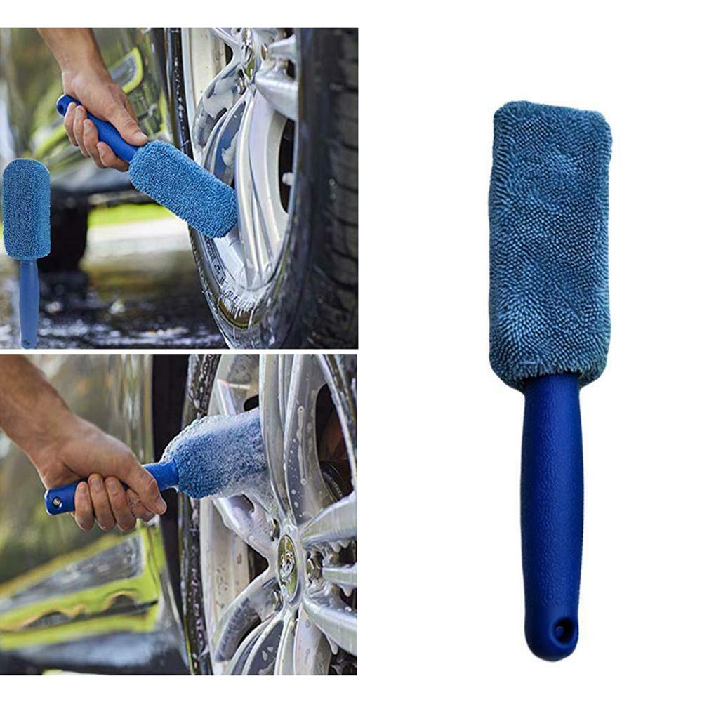 Portable Microfiber Wheel Tire Rim Brush for Car With Plastic Handle Washing Cleaner