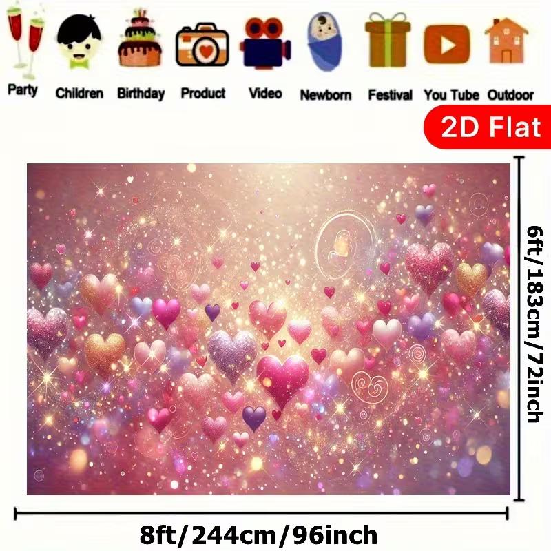 2D Romantic Shiny Hearts Backdrop for Wedding Photoshoot