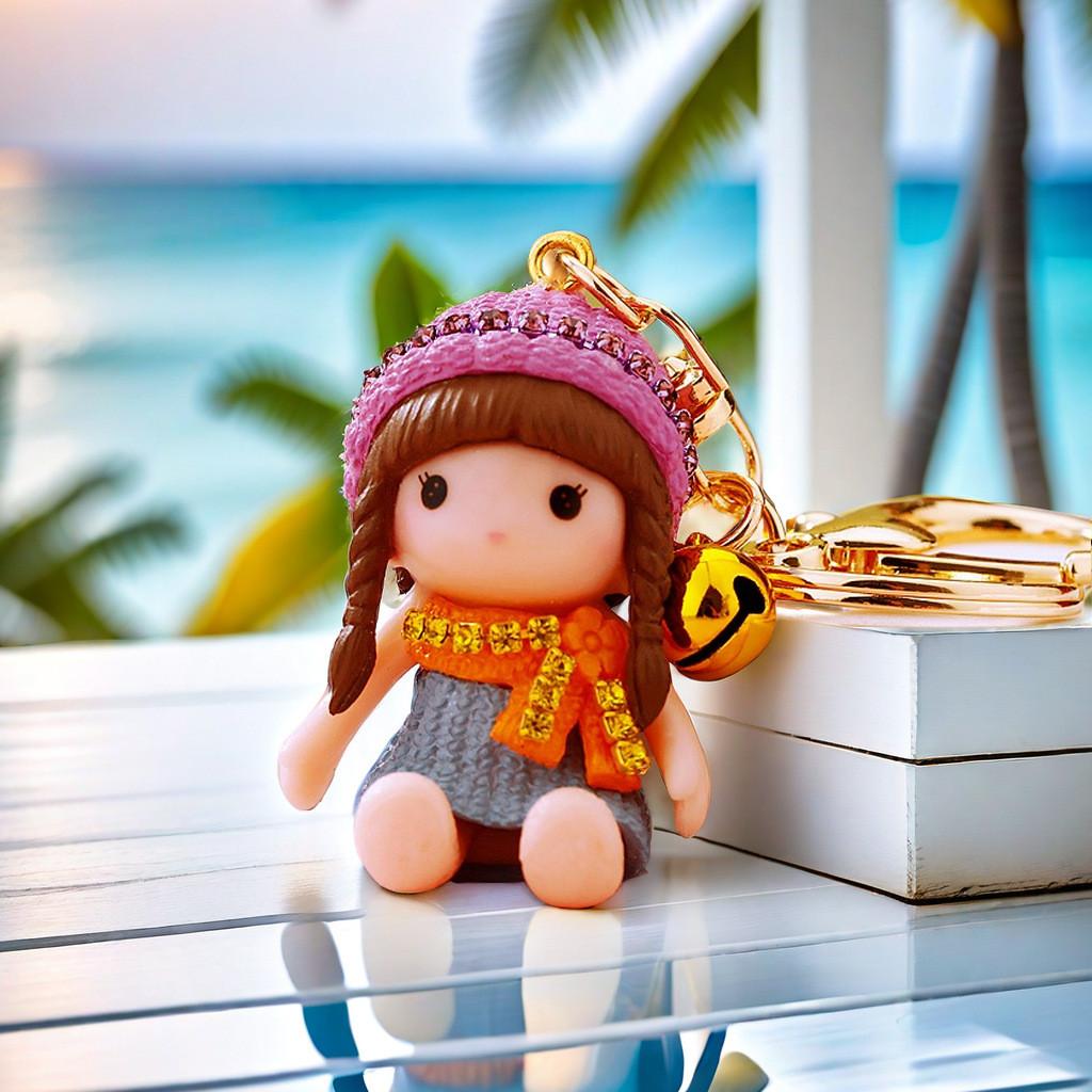 Adorable Resin Keychain For Kids Featuring Sparkling Doll Keyring For Girls Perfect Gift