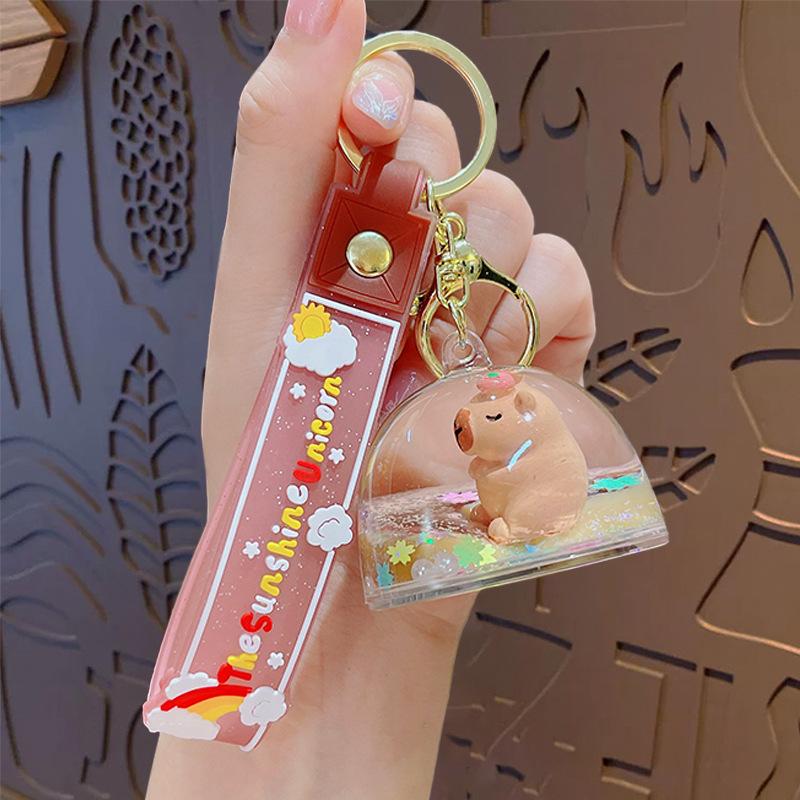 Милый мультяшный Капибара в масле Кинетический песок Брелок Школьная сумка Маленький подвес Брелок для сумки Маленький подарок