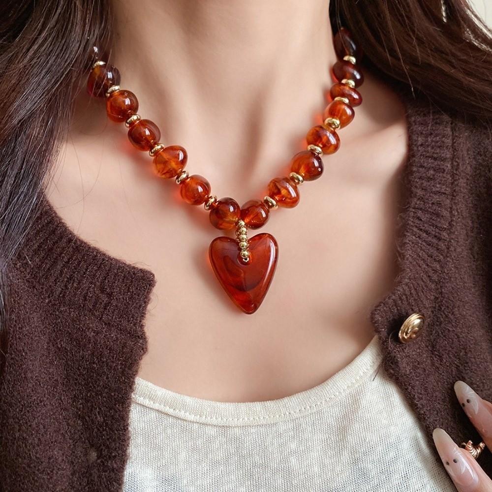 Beads Beaded Necklace Bohemian Style Pendant Jewelry New Heart Pendant Necklace Party Accessory