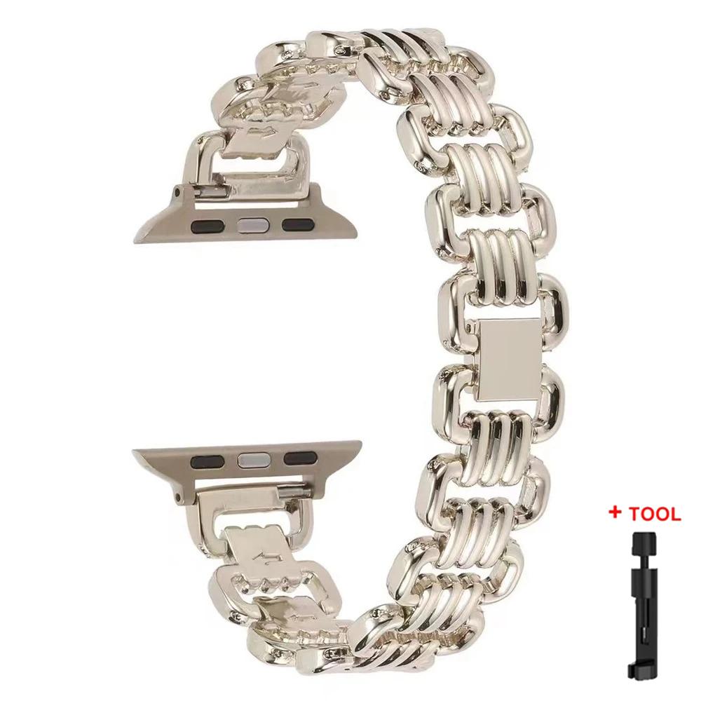 Luxury Chain Strap for Apple Watch Band Series 10 9 8 7 6 5 4 3 2 Se Metal Bracelet IWatch Ultra 49mm 46mm 42mm 44mm 38mm 40mm