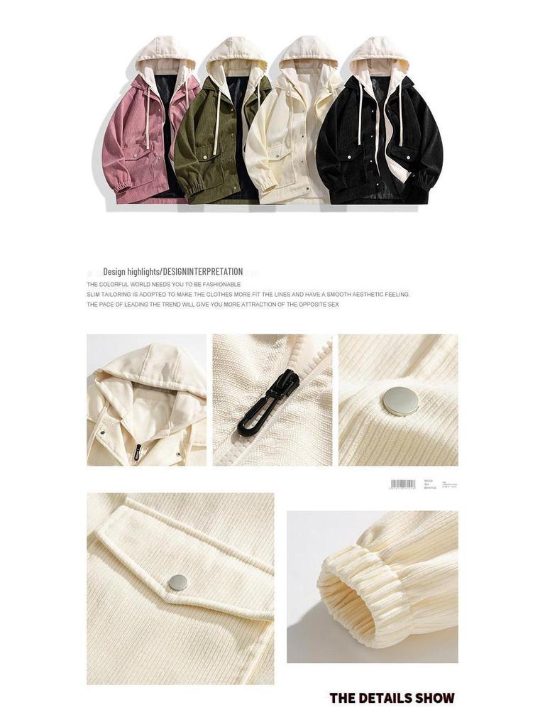 2026 Autumn/Winter Men's Hooded Baseball Jacket: Fake Two-Piece, Casual, Loose, Versatile, Couple's Outerwear