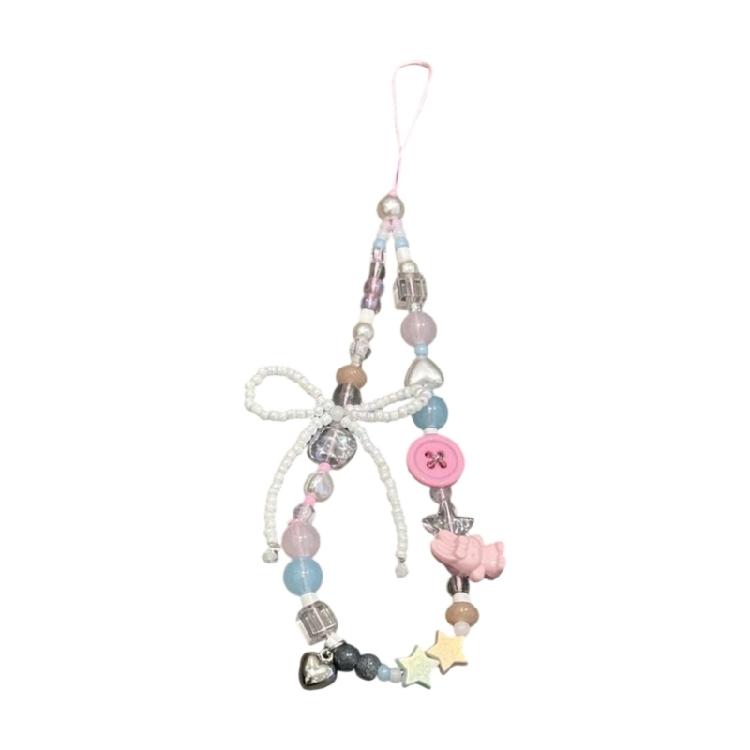 

Vibrant Beaded Phone Charm Set Y2K Keychains With Bear Butterfly Heart Decoration For Camera Bag Strap 1