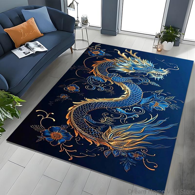 Chinese Dragon Pattern Rug Carpet For Living Room Non Slip Parlour Sofa Large Area Rugs Bedroom Kids Play Room Floor Mat Gift