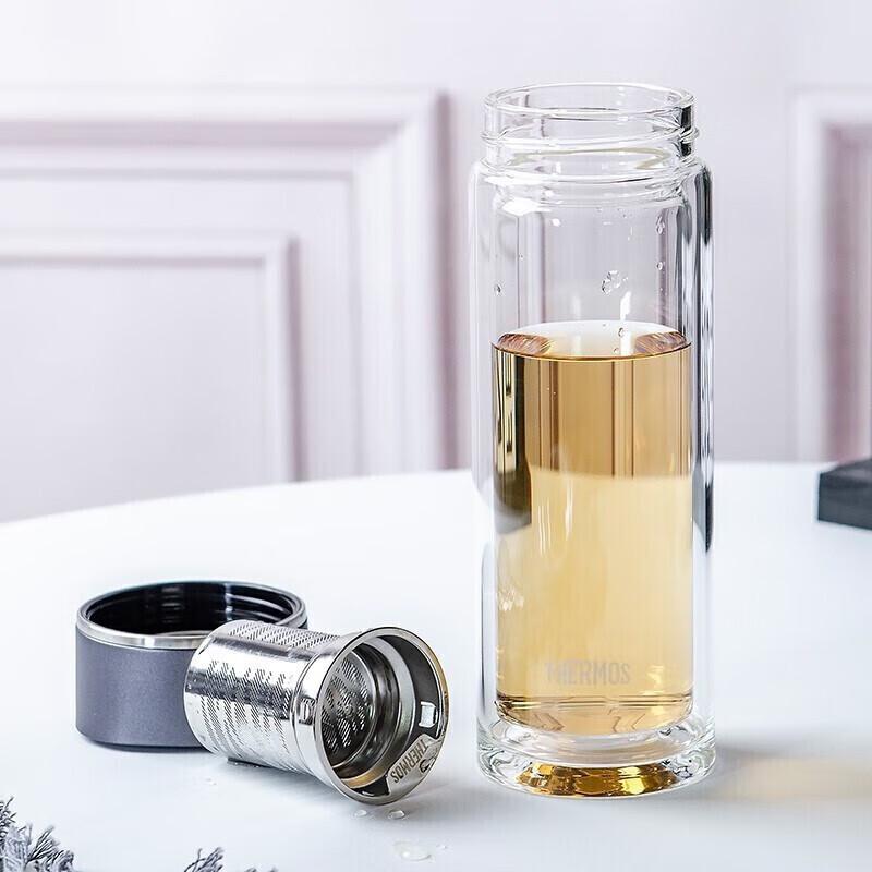 Thermos Double-Layer Glass Tea Infuser Bottle